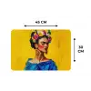 Frida Kahlo - Vrouw - Geel - Blauw - Bloemen Placemat vinyl groot -specs