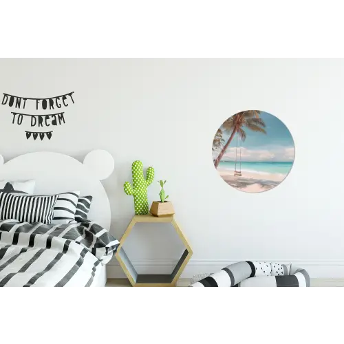 Palmboom - Schommel - Strand - Lucht Wandcirkel aluminium klein -kinderkamer