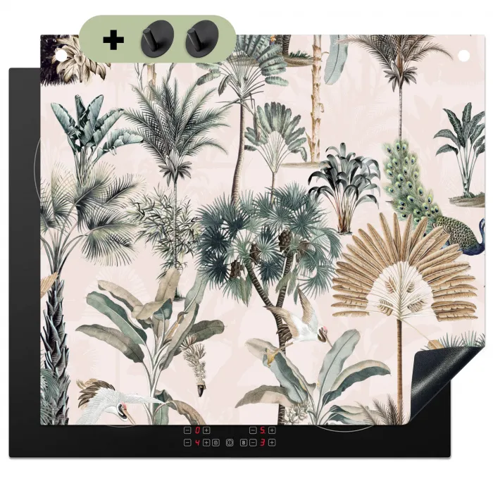 Inductie afdekplaat - Vintage - Jungle - Dieren - Natuur - Inductie beschermer Inductie beschemer met haakjes middel -3d