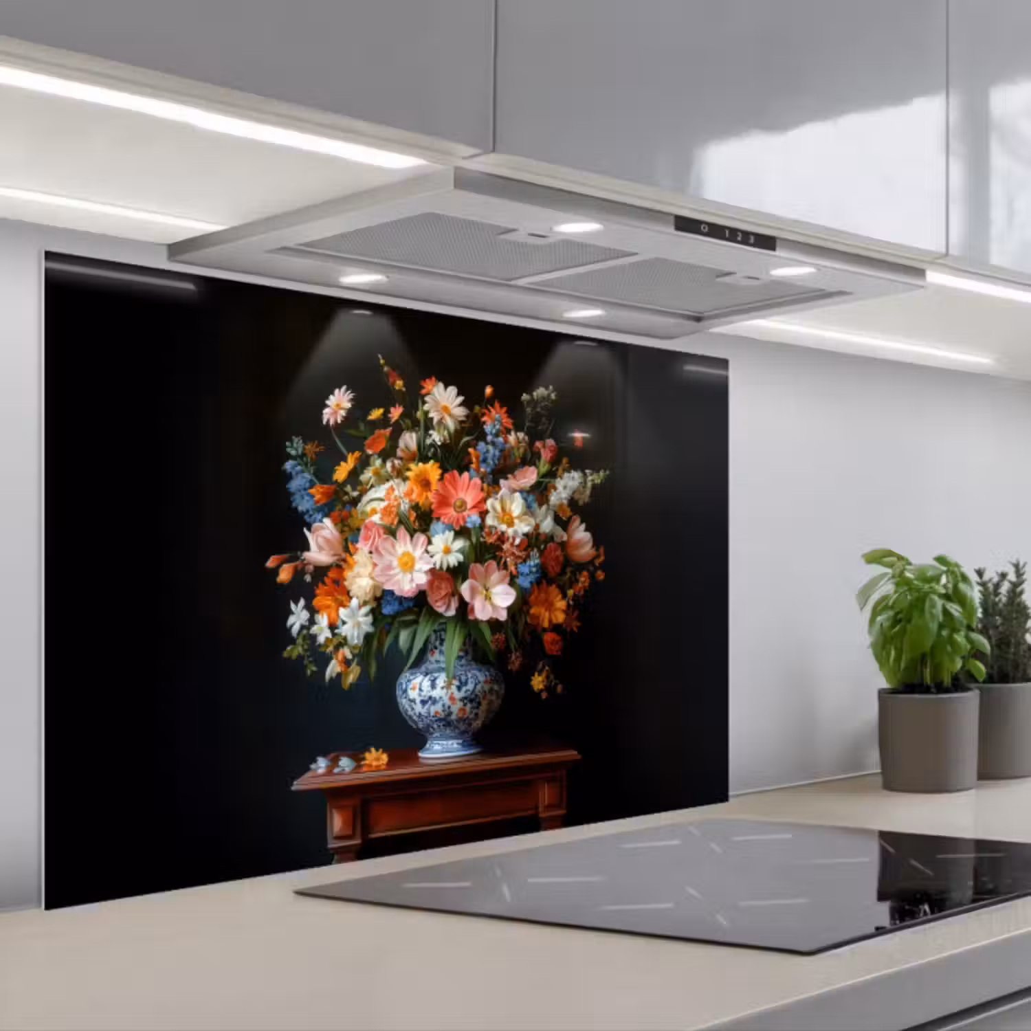 Spatscherm keuken - Boeket - Roze - Bloemen - Vaas