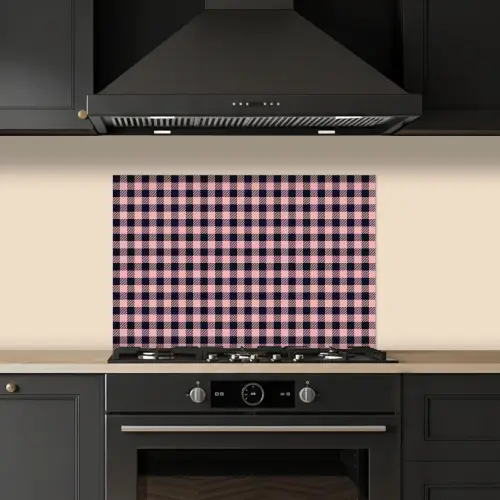 Plaid - Patroon - Roze - Zwart keuken achterwand spatscherm klein 900 -sfeer1