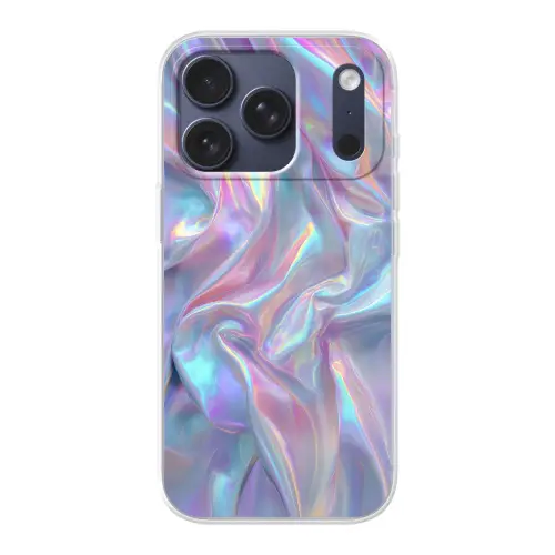 Golvend - Pasteltinten - Glanzend - Stof Telefoonhoesje iPhone 17 Pro klein -3d