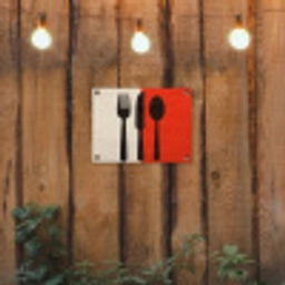 Bestek - Rood - Wit tuinposter los doek klein -sfeer1