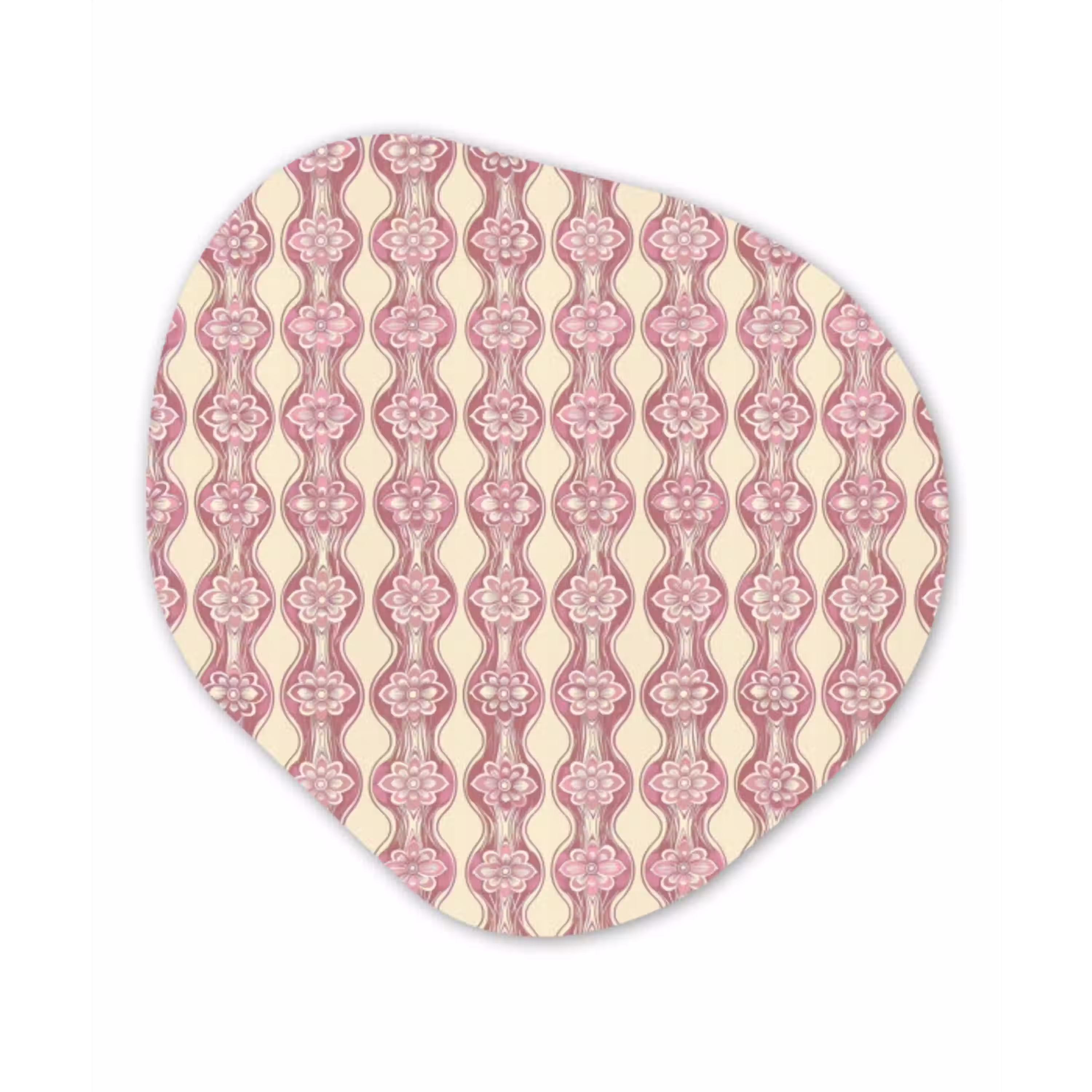 Paarsroze - Bloemen - Retro - Patroon Wandcirkel Organisch Plexiglas middel 850 -3d