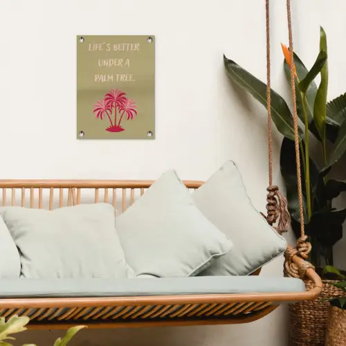 Groen - Zomer - Quote - Palmboom tuinposter los doek klein -sfeer7
