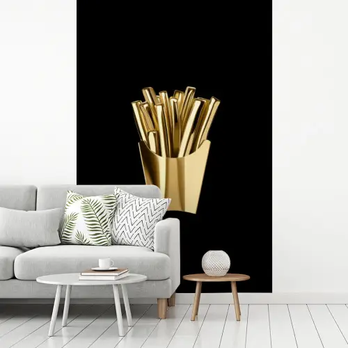 Friet - Goud - Chrome - Eten fotobehang vinyl groot -woonkamer