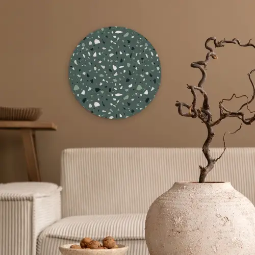Terrazzo -  Patroon - Kleurrijk - Groen Wandcirkel plexiglas klein 852 -sfeer1