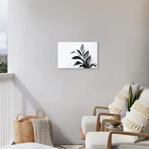 Plant - Bladeren - Minimalistisch - Zwart Tuinposter op houten frame 2 cm dik klein -sfeer1