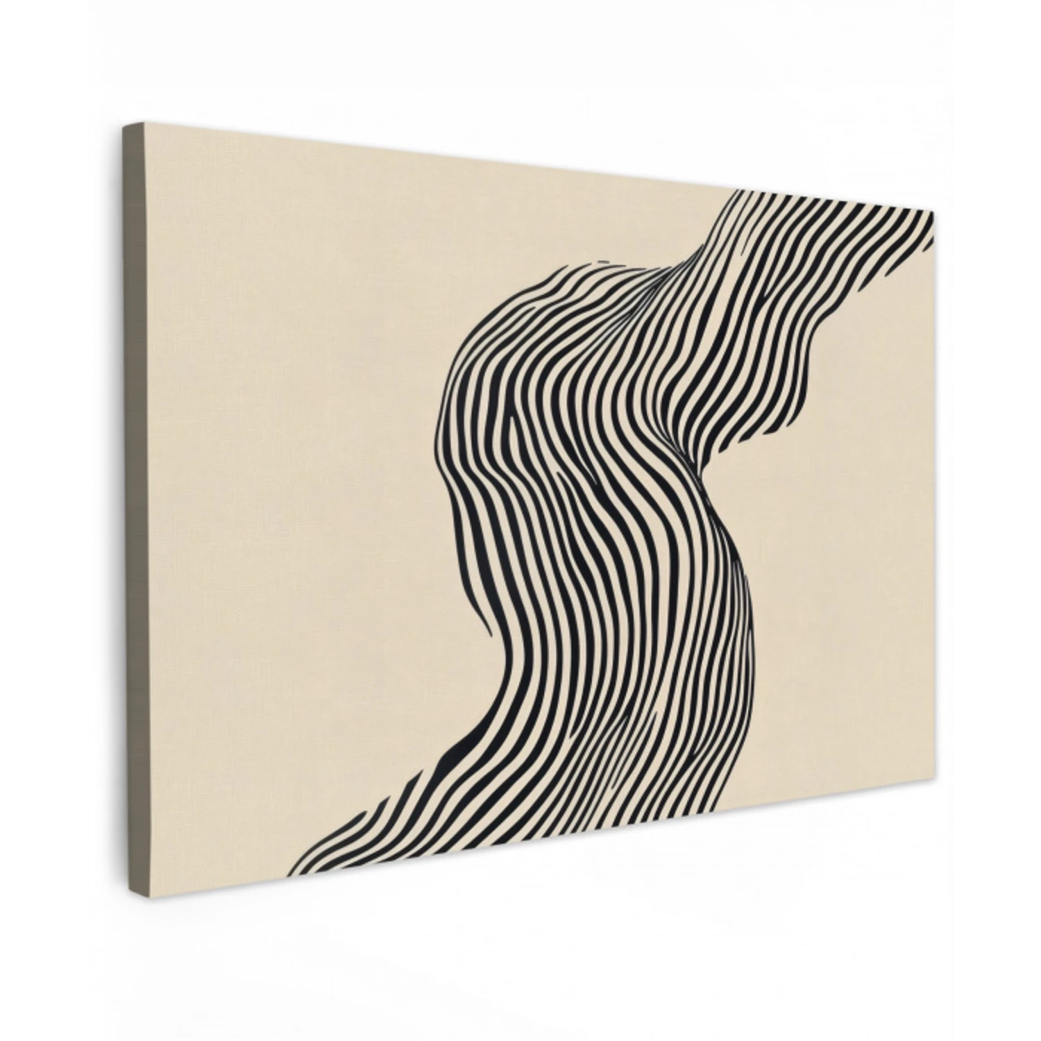 Golvend - Lijnen - Abstract - Silhouet Tuinposter op houten frame 2 cm dik klein -3d