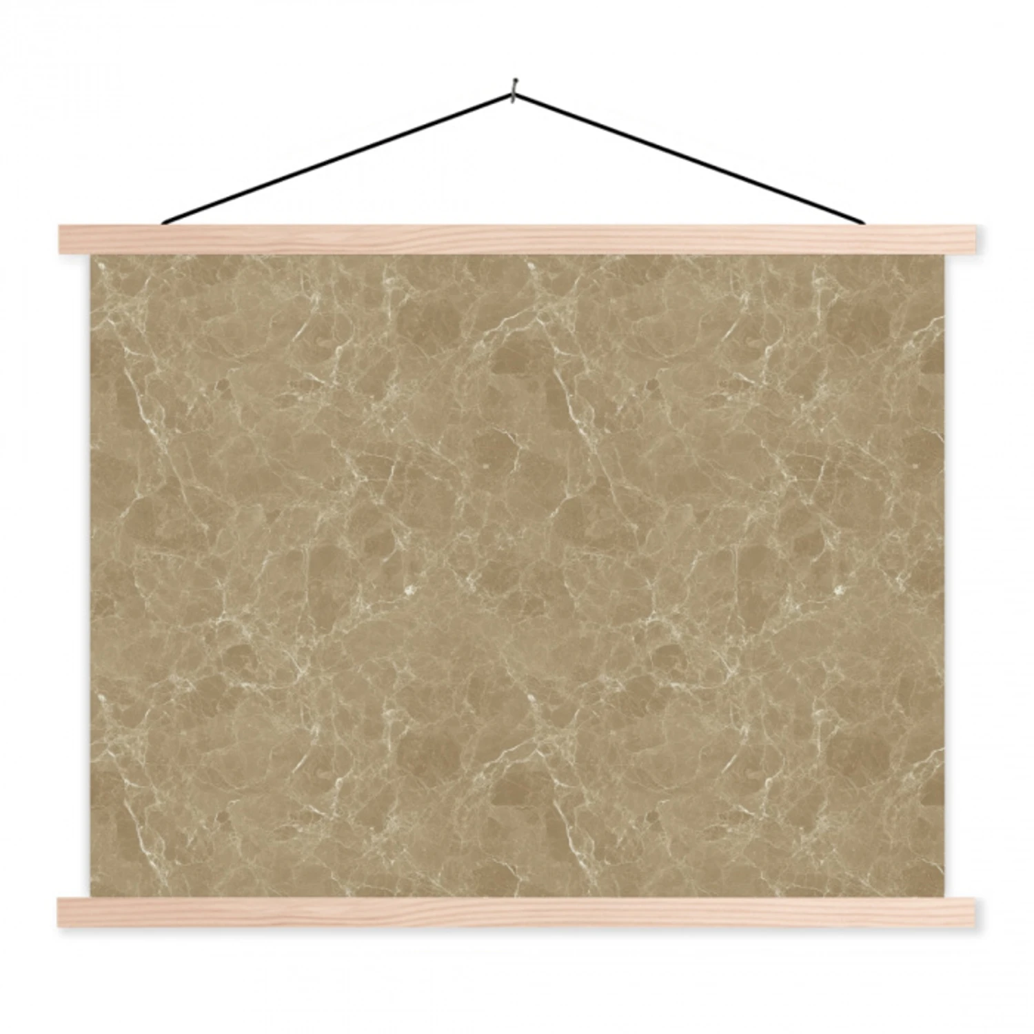 Beige - Marmer - Witte aders textielposter latten blank klein 122 -3d