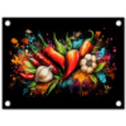 Groente - Peper - Knoflook - Graffiti - Verf - Kleurrijk tuinposter los doek klein -3d
