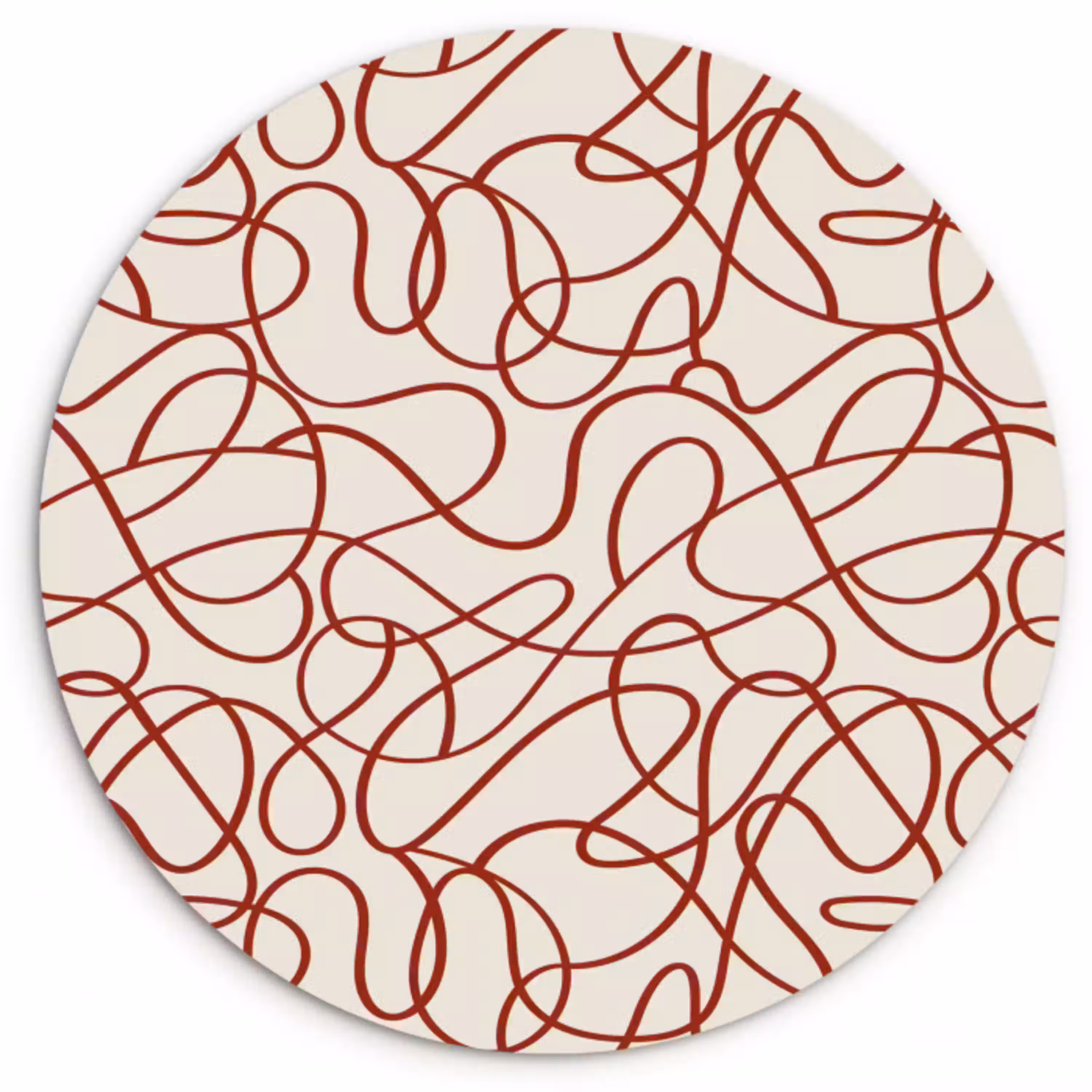 Lijnen - Abstract - Rood - Beige Wandcirkel plexiglas klein 852 -3d