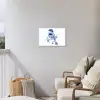 Vogel - Delfts blauw - Illustratie - Bloemen Tuinposter op houten frame 2 cm dik klein -sfeer1