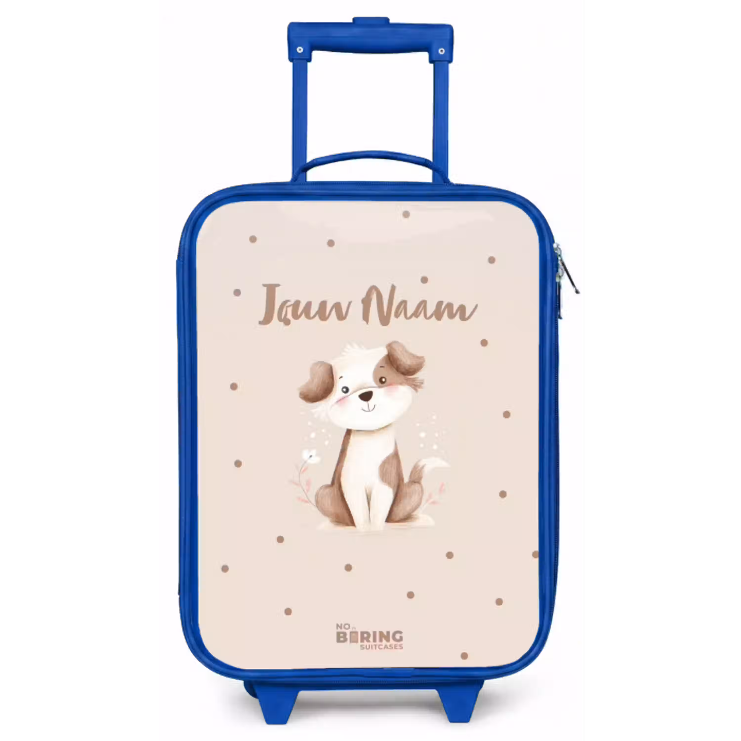 Honden pup omringd door bruine stippen Kinderkoffer - Blauw klein -zz3dotto