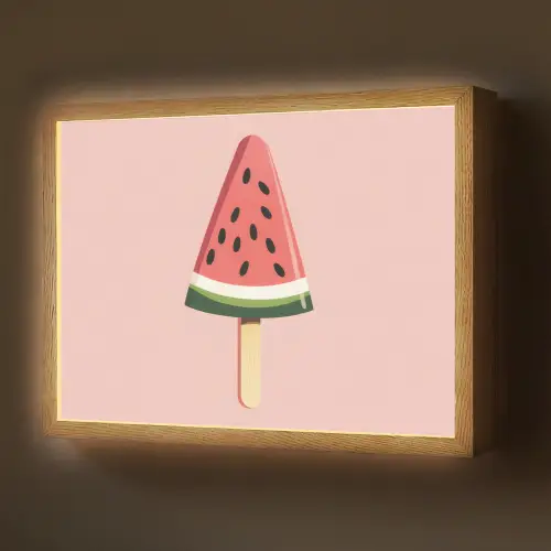 Watermeloen - Ijsje - Pitjes - Rood Light Box met batterij (Wandlamp) middel -z3d_website