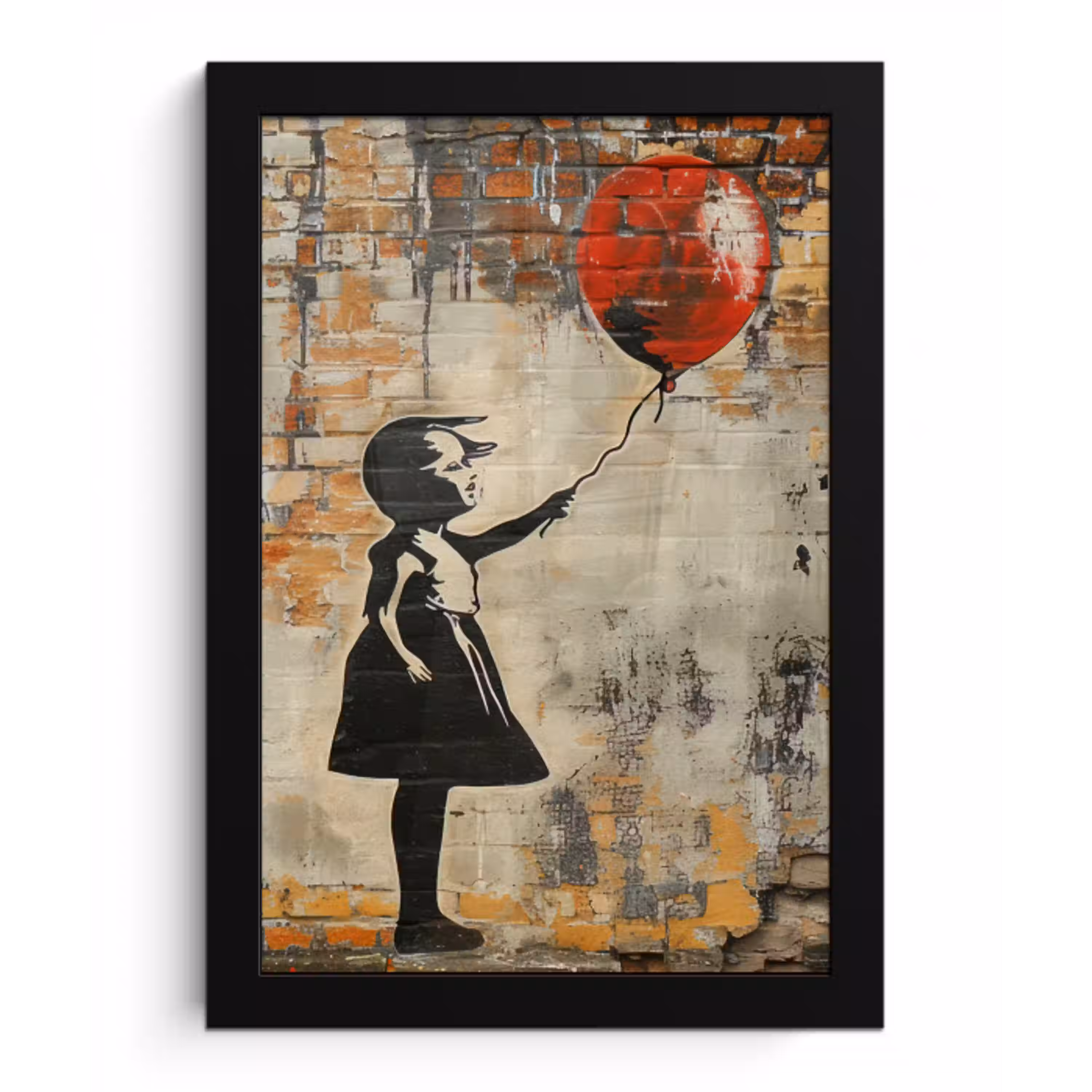 Graffiti - Banksy - Meisje - Street art fotolijst zwart zonder passe partout klein -3d