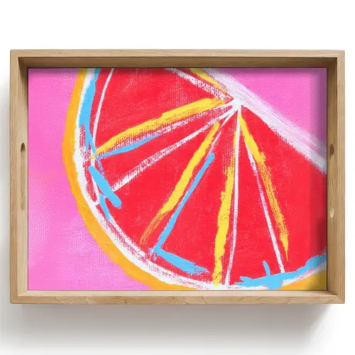 Grapefruit - Geschilderd - Roze - Strepen Dienblad Rechthoek middel -z3d_shopping