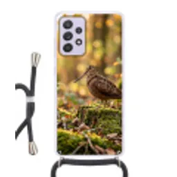 Houtsnip - Bos - Bladeren - Herfst - Gecamoufleerd Hoesje Samsung Galaxy A52 5G met koord klein -3d