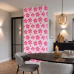 Hibiscus - Bloemen - Roze Behang Vinyl klein 1060 -sfeer3