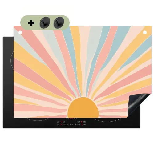 Illustratie - Zon - Pastelkleuren Inductie beschemer met haakjes klein -3d