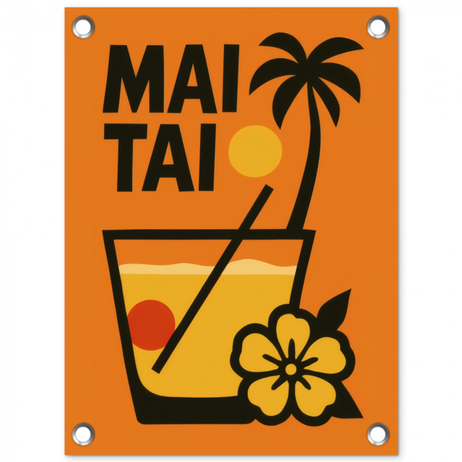 Palmboom - Bloem - Art - Drink tuinposter los doek klein -3d