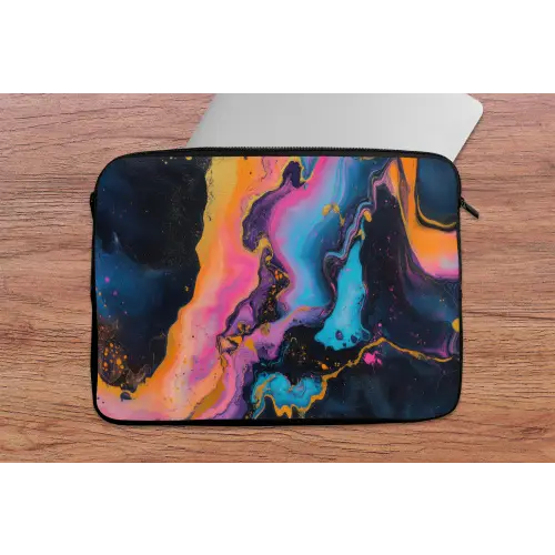 Modern - Marmer - Oranje laptophoes neopreen klein -tafel