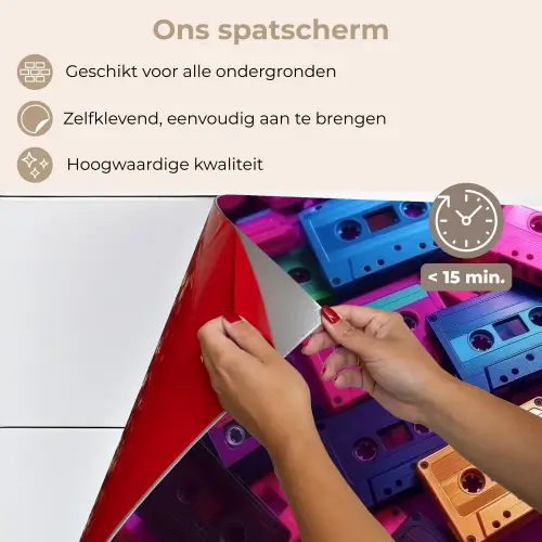 Cassetteband - Kleurrijk - Energiek keuken achterwand spatscherm klein -spatscherm_NL