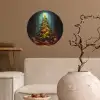 Kerstboom - Cadeau - Kerst - Winter Wandcirkel behangsticker klein -sfeer1