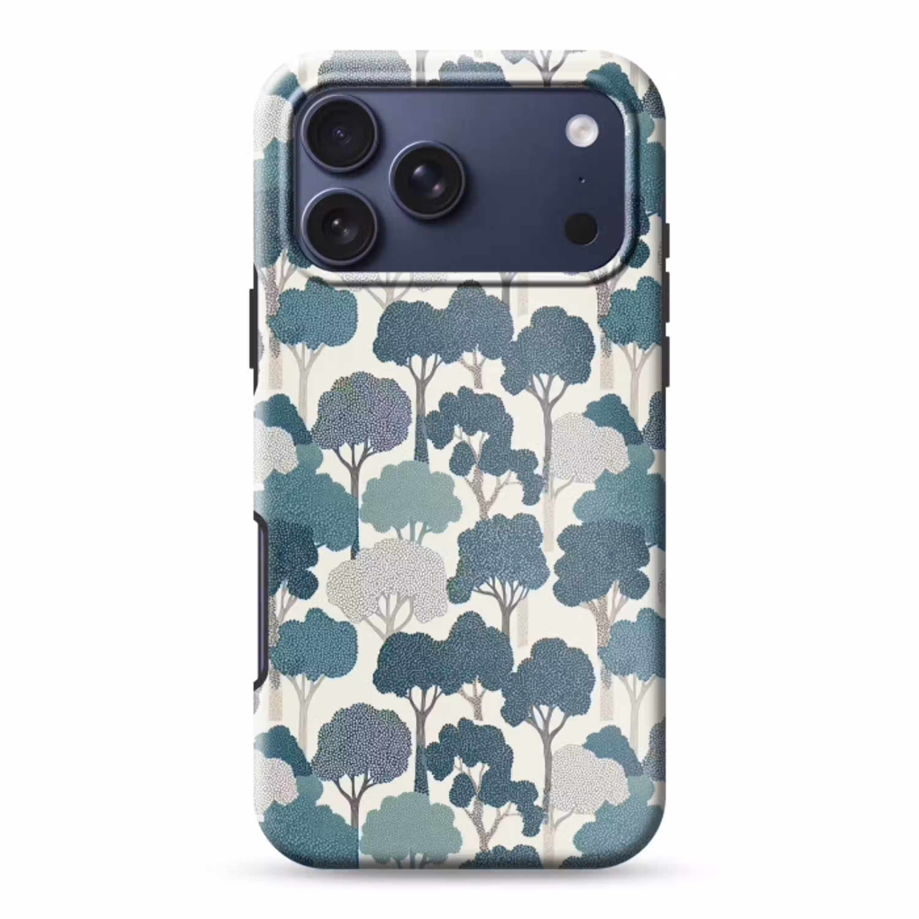Modern - Bomen - Bos - Patroon - Blauw Toughcase MagSafe Apple iPhone 17 Pro Max klein 1019 -3d