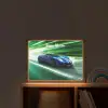 Race auto - Blauw - Groen Light Box met batterij (Wandlamp kind) middel -sfeer1_kind