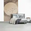 Vogel - Beige - Japandi fotobehang vinyl groot -slaapkamer