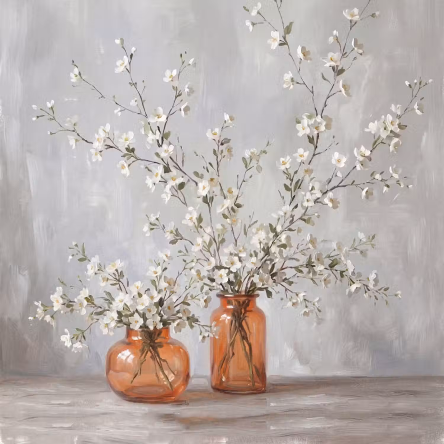 Tapete - Vasen - Blumen - Orange