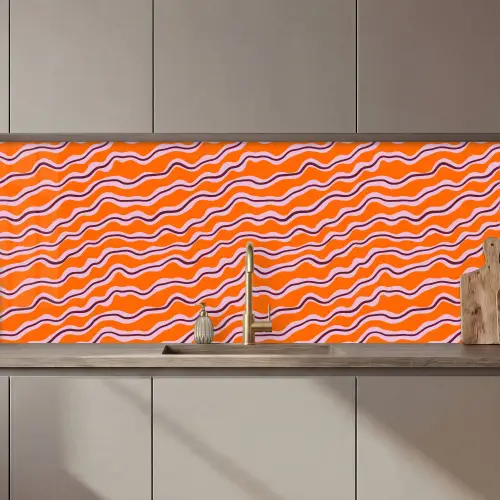 Retro - Golvend - Oranje keuken achterwand 2 middel 871 zz_3dshopping