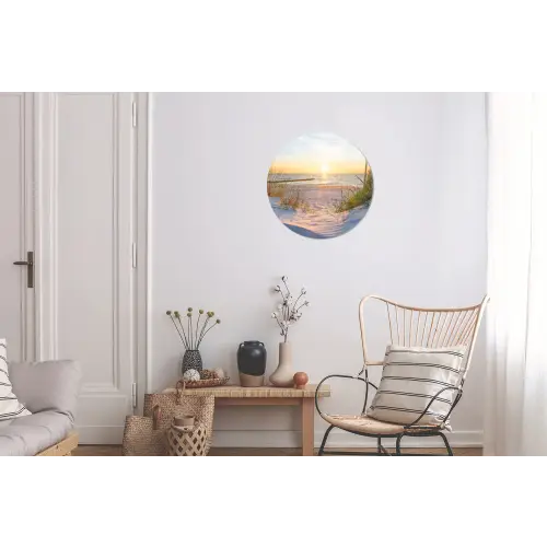 Strand - Zon - Duin - Gras - Zand - Horizon Wandcirkel aluminium klein -woonkamer