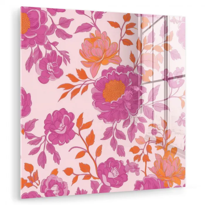 Bloemenpatroon - Roze - Oranje - Bloemen plexiglas 5mm klein -zzzproduct_nieuw