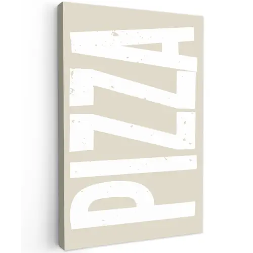 Pizza - Decoratie - Japandi - Wit Tuinposter op houten frame 2 cm dik klein -3d