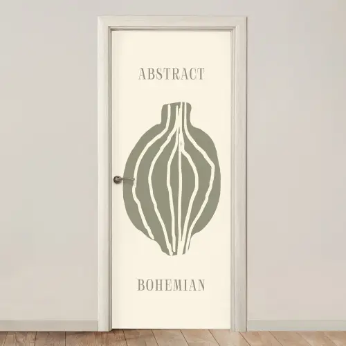 Boho - Groen - Abstract deurposter klein -3d_beige