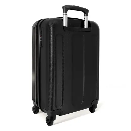Blauwe auto met grijze vlammen Koffer - NBS - Handbagage middel -achterkant
