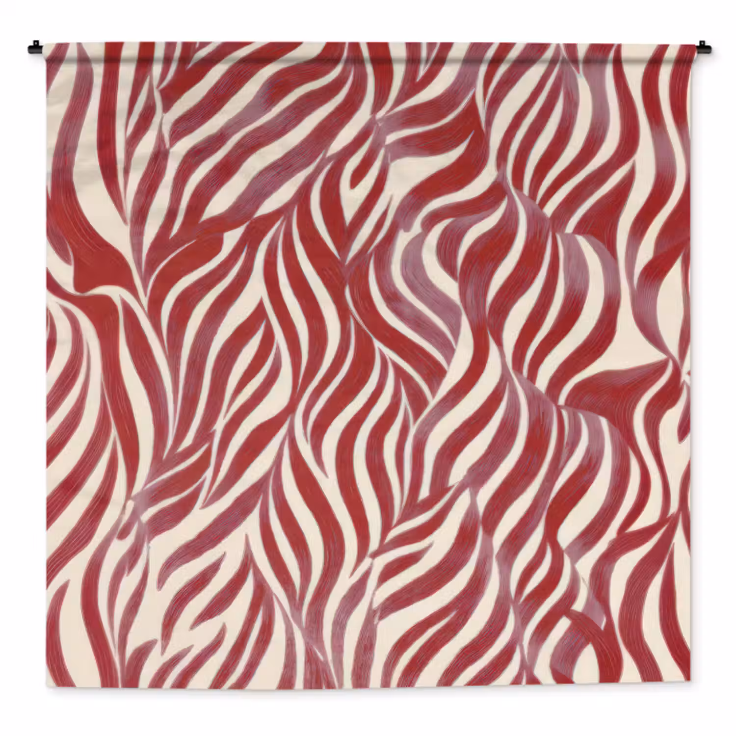 Wandkleed - Golvende vormen - Abstract - Rood