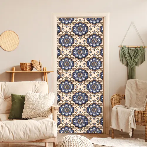 Floraal - Ornament - Blauw deurposter klein 289 -sfeer2