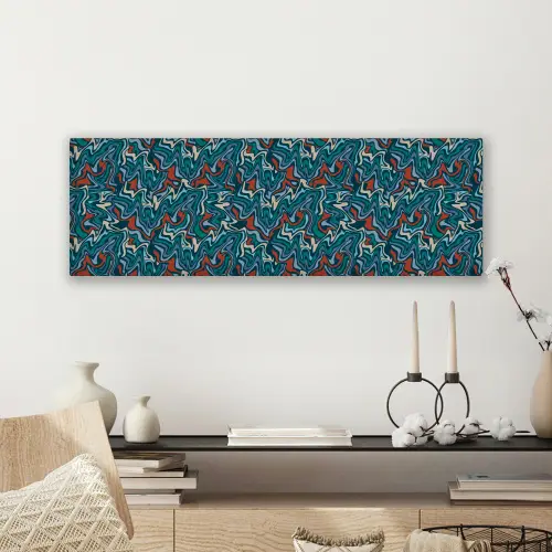 Golven - Retro - Blauw - Patroon canvas 2cm klein 828 -sfeer6