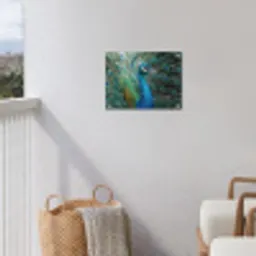 Pauw - Veren - Blauw tuinposter los doek klein -sfeer8