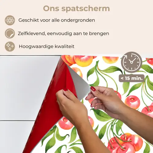 Patroon - Kersen - Wit keuken achterwand spatscherm klein 900 -spatscherm_NL