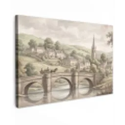 Dorp - Brug - Uitzicht - Groen canvas 2cm klein -z3d