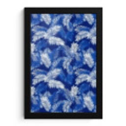 Palmblad - Patroon - Blauw fotolijst zwart zonder passe partout klein 224 -3d
