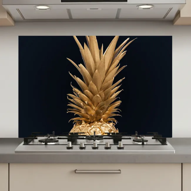 Ananas - Goud - Verf - Zwart - Fruit - Luxe keuken achterwand spatscherm klein -3d_website