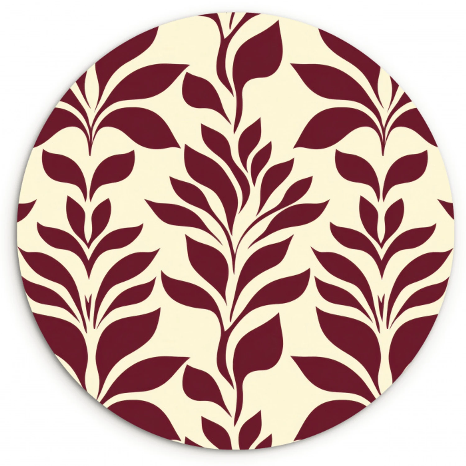 Abstract - Bladeren - Burgundy Wandcirkel kunststof plaat 5mm dik klein 188 -3d