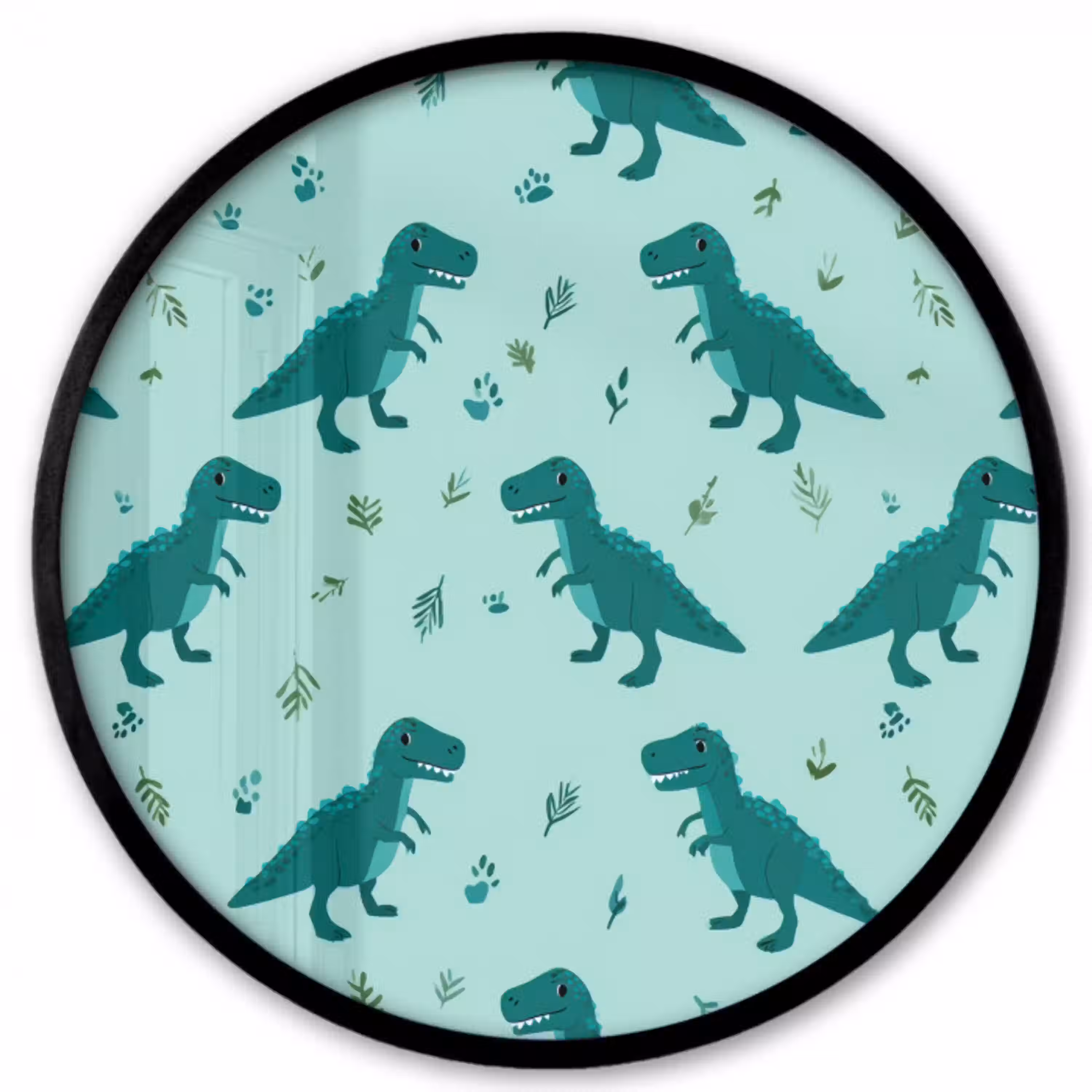 Donkergroen - Dinosaurussen - Afdrukken - Bladeren Fotolijst rond zonder passe partout klein -3d