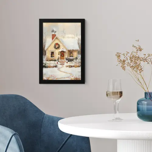 Kerst - Huis - Winter - Sneeuw fotolijst zwart zonder passe partout klein -sfeer4