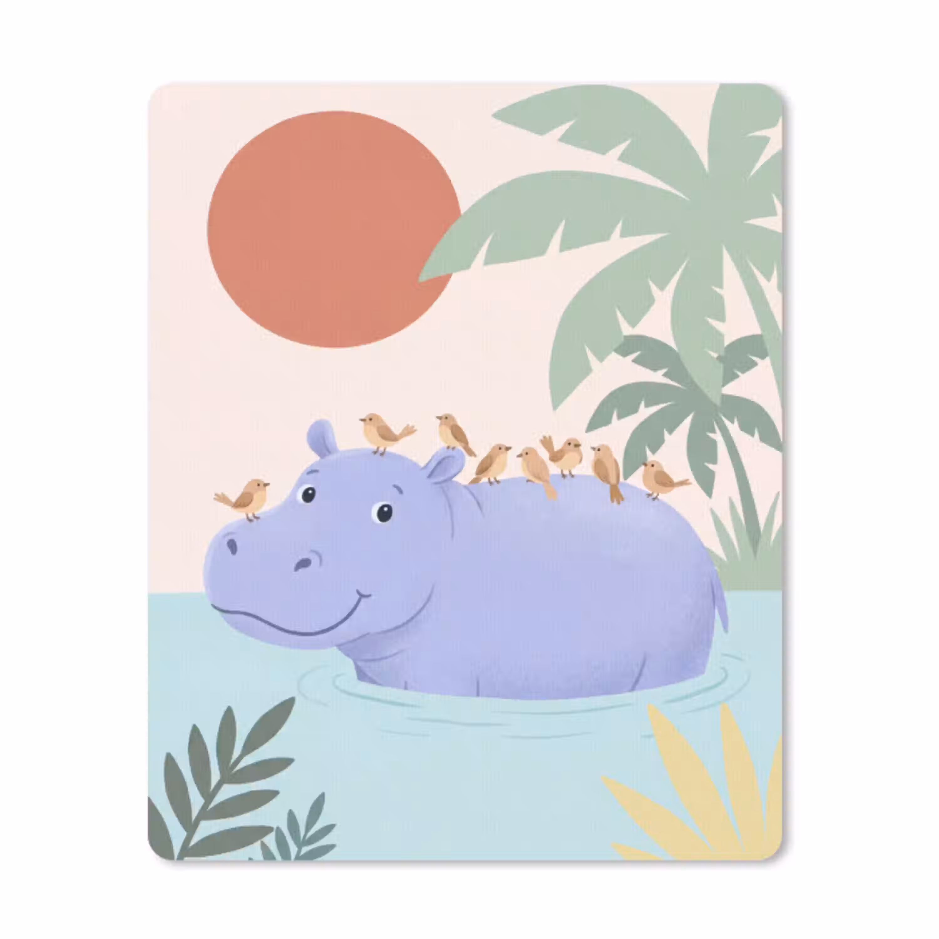 Dieren - Vogel - Water - Natuur - Illustratie muismat rubber klein -3d